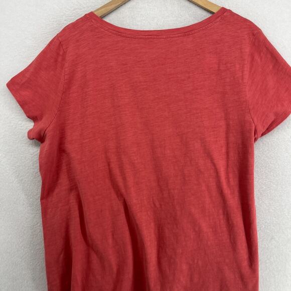 EILEEN FISHER Top 1X Slub Organic Cotton Jersey V-Neck Short Sleeve Red - Picture 4 of 12